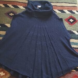 Catwalk Studia Blue Knit Lagenlook Cowl Neck Knit Sweater Poncho XL